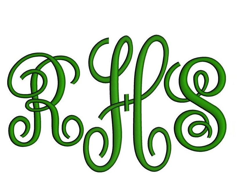 Large Fancy Monogram Embroidery Font Upper Case Satin Stitch Digitized -Instant Download-4,5,6 inch