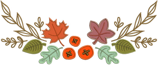 Leaves And Branches Arrangement Fall Applique Machine Embroidery Design Digitized Pattern