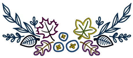 Leaves And Branches Arrangement Fall Applique Machine Embroidery Design Digitized Pattern