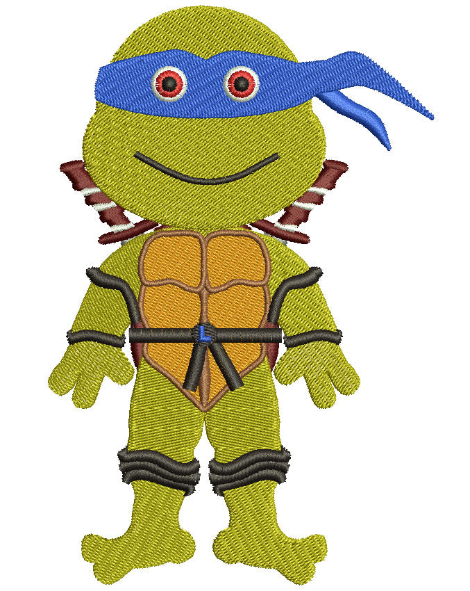 Leo Teenage Ninja Turtle Filled Machine Embroidery Design Digitized Pattern