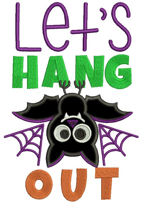 Let's Hand Out Cute Little Bat Halloween Applique Machine Embroidery Design Digitized Pattern