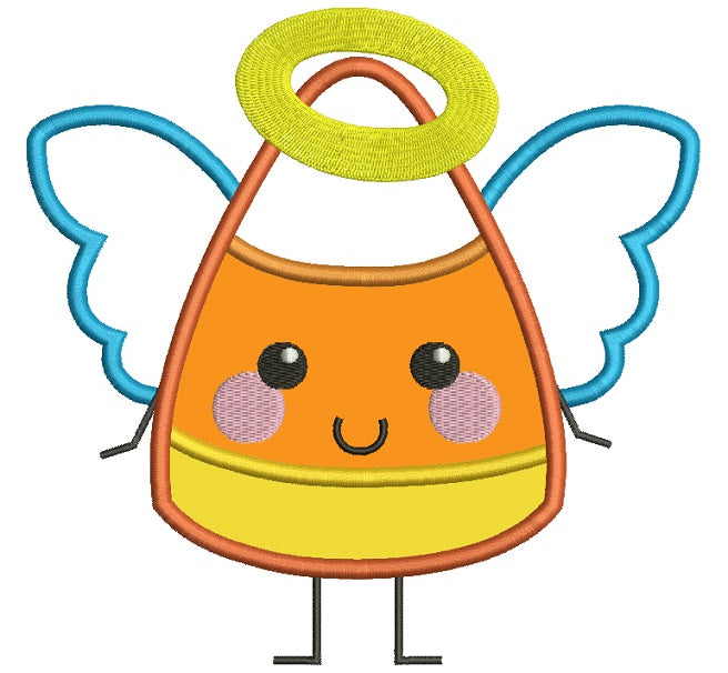 Little Angel Candy Corn Halloween Applique Machine Embroidery Digitized Design Pattern