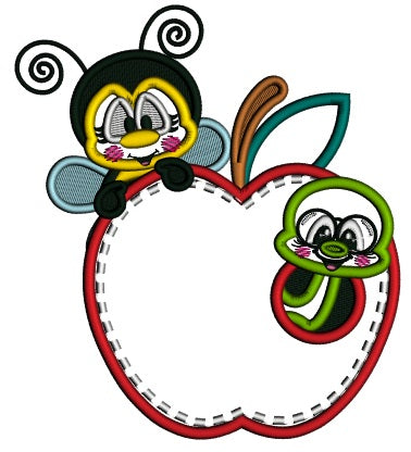 Little Bee and Bookworm Applique Machine Embroidery Design Digitized Pattern