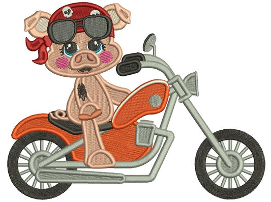 Little Big Biker Riding a Motorcycle Filled Machine Embroidery Digitized Design Pattern