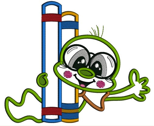 Little Bookworm Holding Books School Applique Machine Embroidery Design Digitized Pattern