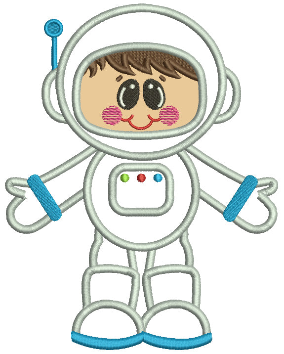 Little Boy Astronaut Applique Machine Embroidery Design Digitized Pattern