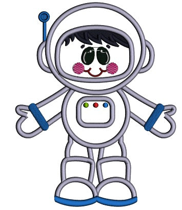Little Boy Astronaut Applique Machine Embroidery Design Digitized Pattern