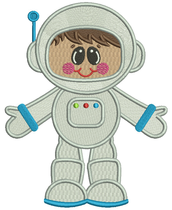 Little Boy Astronaut Filled Machine Embroidery Design Digitized Pattern