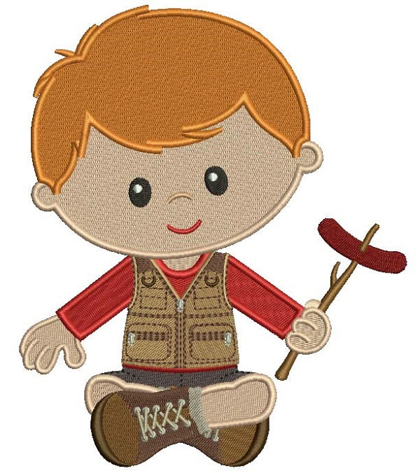 Little Boy Camper Filled Machine Embroidery Design Digitized Pattern