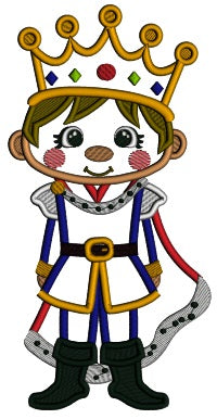 Little Boy King Applique Machine Embroidery Design Digitized Pattern