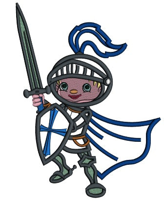Little Boy Knight Applique Machine Embroidery Design Digitized Pattern