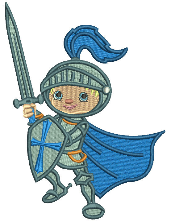 Little Boy Knight Filled Machine Embroidery Design Digitized Pattern