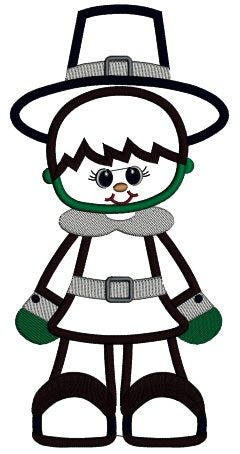 Little Boy Looks Like a Pilgrim for Thanksgiving Applique Machine Embroidery Design Digitized Pattern