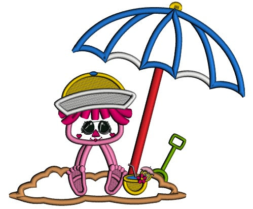 Little Boy On The Beach Sitting In The Sand Summer Applique Machine Embroidery Design Digitized Pattern