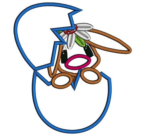 Little Bunny Hatching Out of Easter Egg Applique Machine Embroidery Design Digitized Pattern