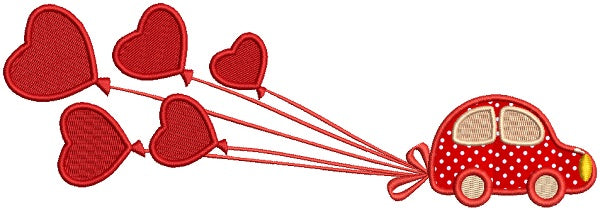 Little Car Pulling Big Balloons Applique Machine Embroidery Design Digitized Pattern