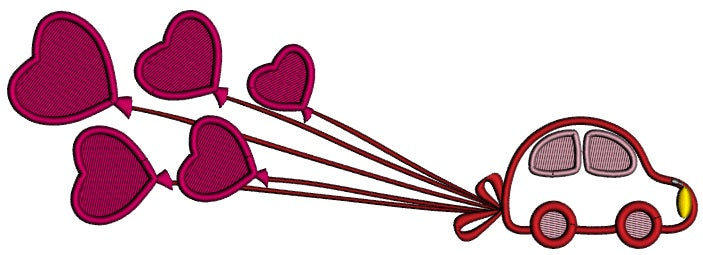 Little Car Pulling Big Balloons Applique Machine Embroidery Design Digitized Pattern