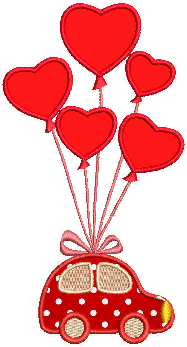 Little Car With Huge Balloons Applique Machine Embroidery Design Digitized Pattern