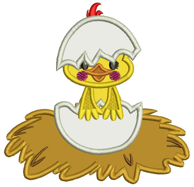 Little Chick Hatching From The Egg Easter Applique Machine Embroidery Design Digitized Pattern
