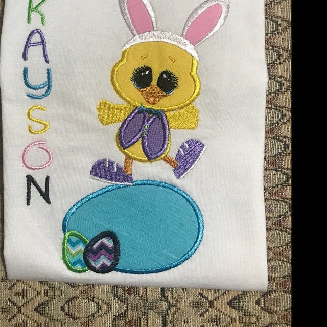 Little Chick on Easter Egg Applique Machine Embroidery Design Digitized Pattern