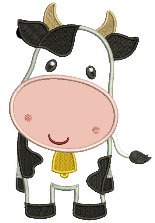 Little Cow Applique Machine Embroidery Digitized Design Pattern