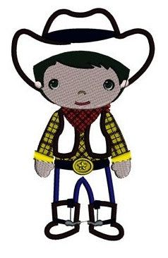Little Cowboy Applique Western Machine Embroidery Digitized Design Pattern - Instant Download - 4x4 , 5x7, and 6x10 -hoops