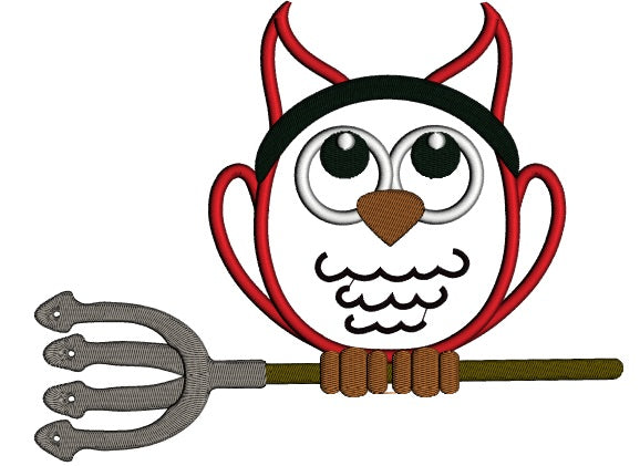 Little Devil Owl Halloween Applique Machine Embroidery Design Digitized Pattern