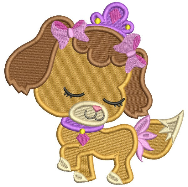 Little Dog Princess Filled Machine Embroidery Design Digitized Pattern