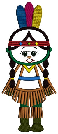 Little Girl Indian Applique Machine Embroidery Design Digitized Pattern