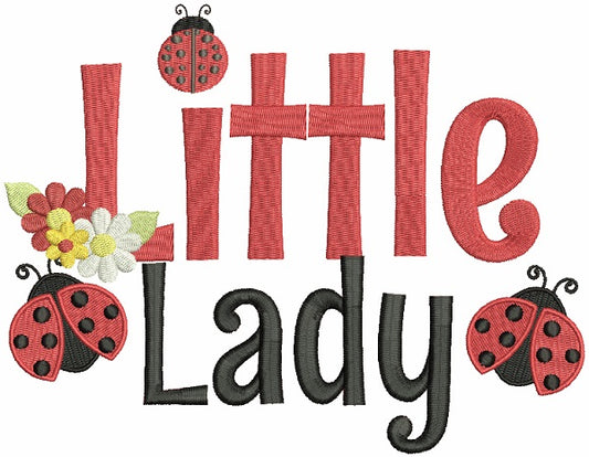 Little Lady Ladybug Filled Machine Embroidery Design Digitized Pattern