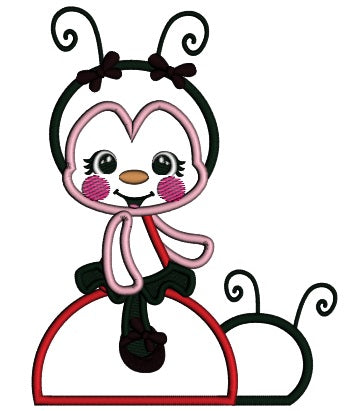 Little Ladybug Sitting On Another Ladybug Applique Machine Embroidery Design Digitized Pattern