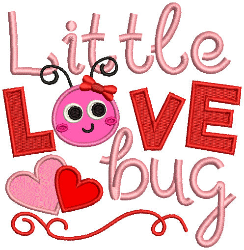 Little Love Bug Applique Machine Embroidery Design Digitized Pattern