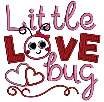 Little Love Bug Applique Machine Embroidery Design Digitized Pattern