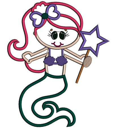 Little Mermaid Applique Machine Embroidery Digitized Design Pattern