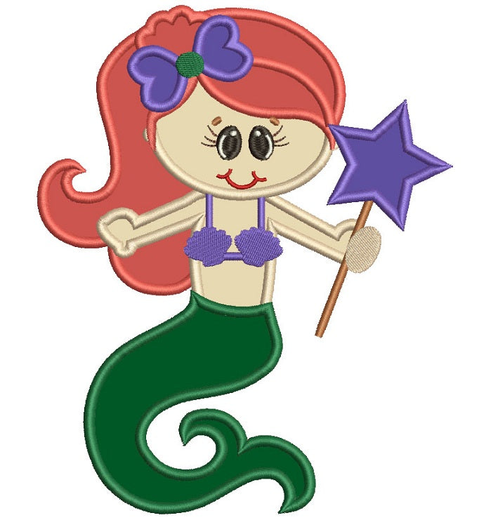 Little Mermaid Applique Machine Embroidery Digitized Design Pattern