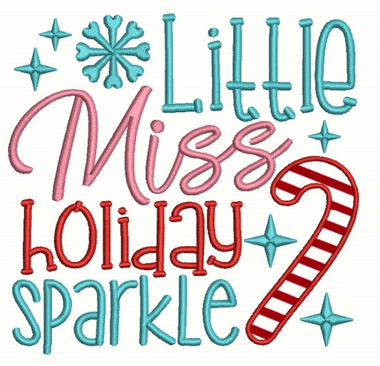 Little Miss Holiday Sparkle Christmas Applique Machine Embroidery Design Digitized Pattern