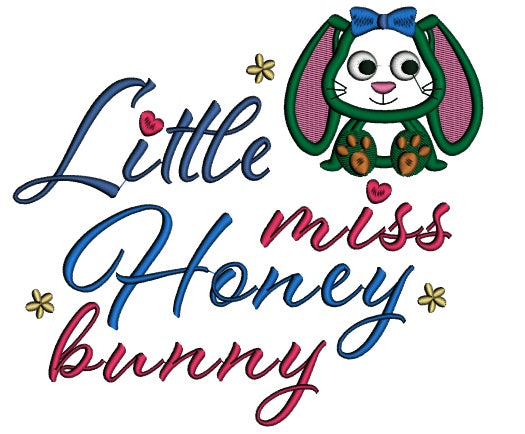 Little Miss Honey Bunny Easter Applique Machine Embroidery Design Digitized Pattern