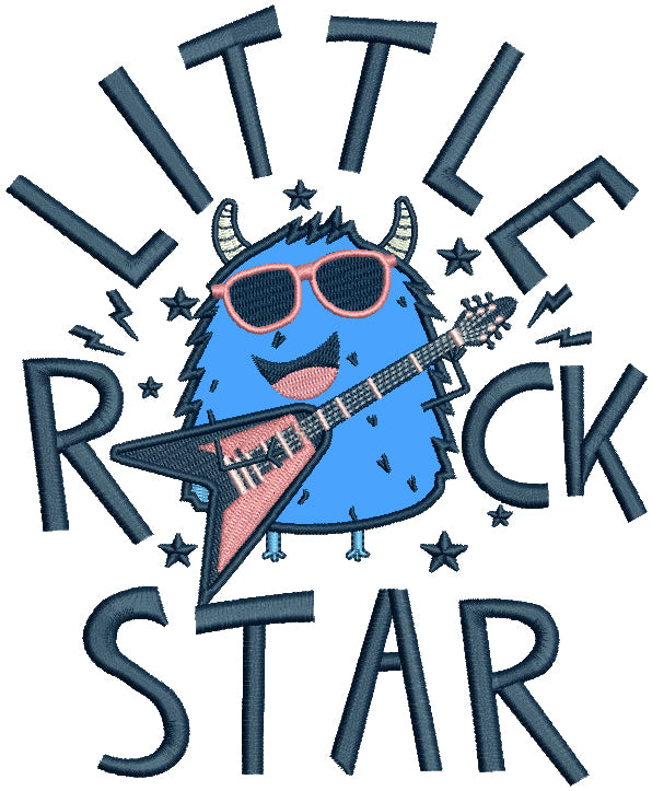 Little Mosnter Rock Star Applique Machine Embroidery Design Digitized Pattern