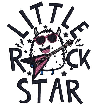 Little Mosnter Rock Star Applique Machine Embroidery Design Digitized Pattern