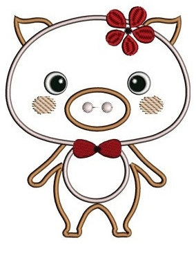 Little Piggy Applique Machine Embroidery Digitized Design Pattern - Instant Download - 4x4 , 5x7, and 6x10 -hoops