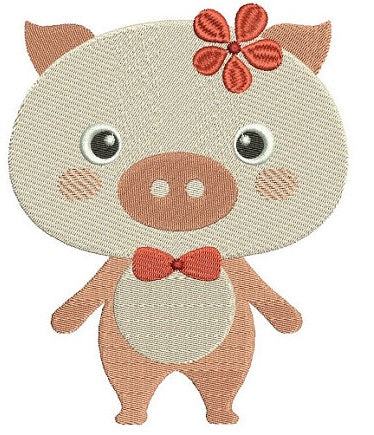 Little Piggy Machine Embroidery Digitized Design Filled Pattern - Instant Download - 4x4 , 5x7, and 6x10 -hoops