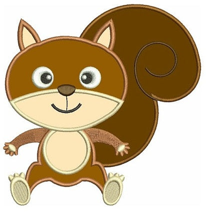 Little Squirrel Applique Digitized Machine Embroidery Design Space Animal Pattern - Instant Download - 4x4 , 5x7, and 6x10 -hoops
