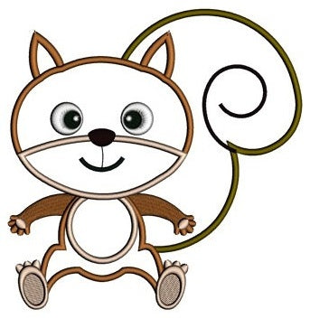 Little Squirrel Applique Digitized Machine Embroidery Design Space Animal Pattern - Instant Download - 4x4 , 5x7, and 6x10 -hoops