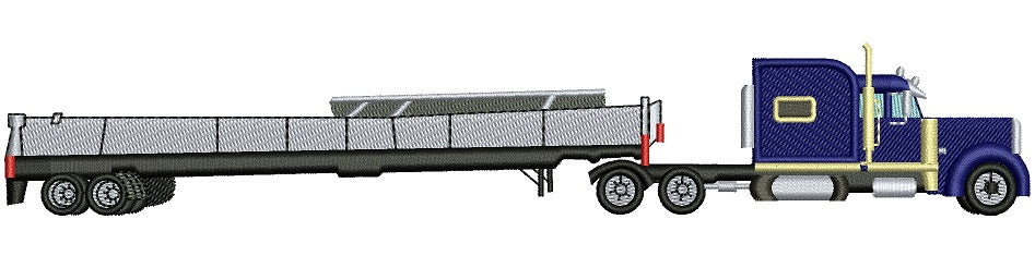 Long Tractor Trailer Truck Filled Machine Embroidery Design Digitized Pattern