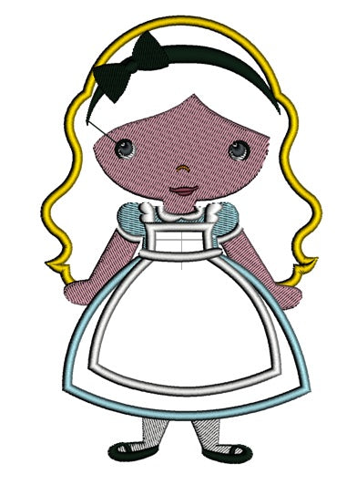 Looks Like Alice in Wonderland Applique Machine Embroidery Digitized Design Pattern
