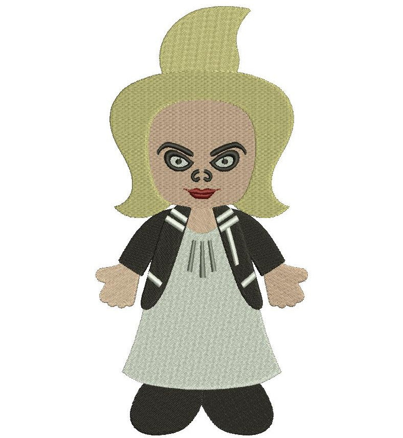 Looks Like Bride of Chucky Horror Filled Machine Embroidery Digitized Design Pattern