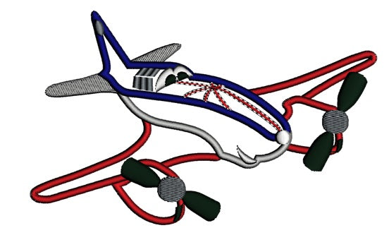 Looks Like Bulldog Airplaine Applique Machine Embroidery Design Digitized Pattern