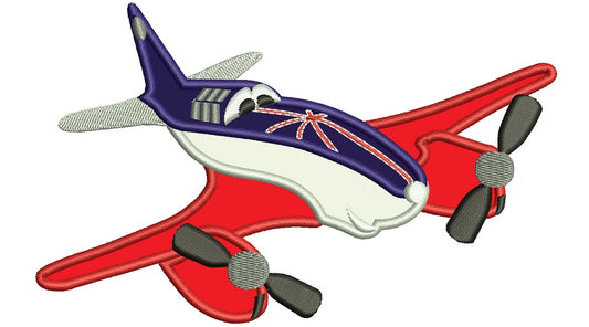 Looks Like Bulldog Airplaine Applique Machine Embroidery Design Digitized Pattern
