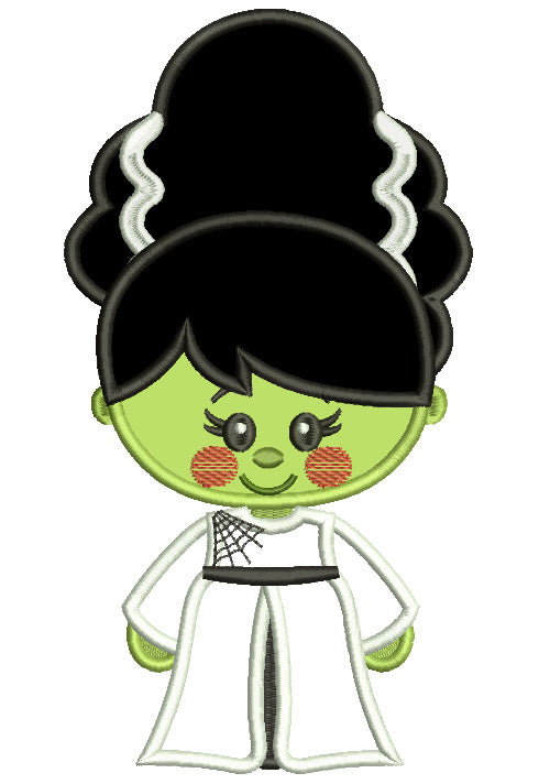 Looks Like Cute Bride Of Frankenstein Monster Halloween Applique Machine Embroidery Digitized Design Pattern