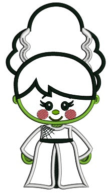 Looks Like Cute Bride Of Frankenstein Monster Halloween Applique Machine Embroidery Digitized Design Pattern